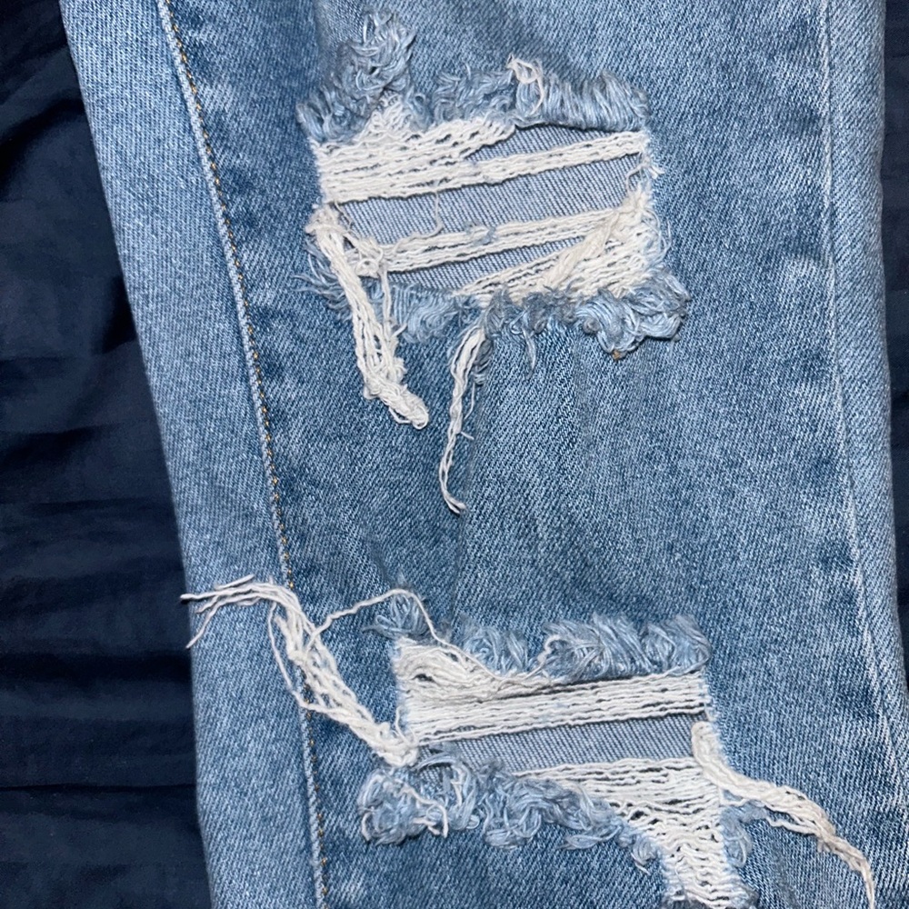 Wax Jean Collection Ripped Patchwork Jeans Size 7/28 Medium Wash Stretch Denim - Picture 3 of 6